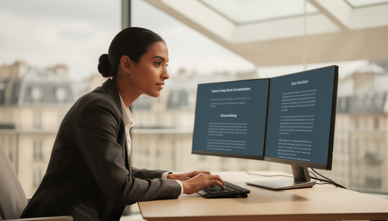 Análisis de escritura web en pantalla con estructura de texto visible